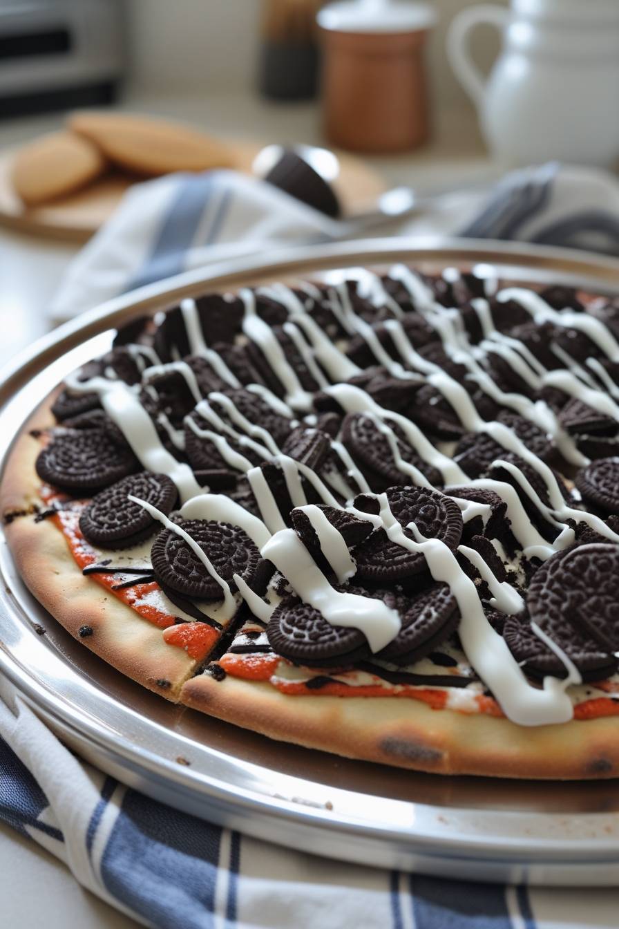 Pizza de Chocolate com Oreo