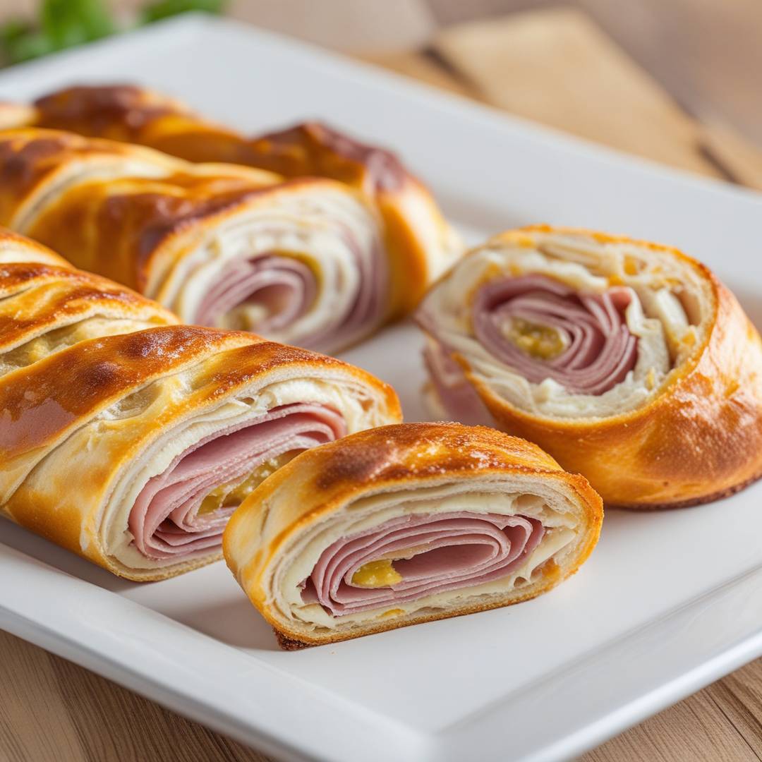 Pizza Enrolada com Queijo e Presunto