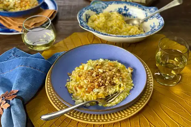 Risoto de gorgonzola e pera rápido na pressão